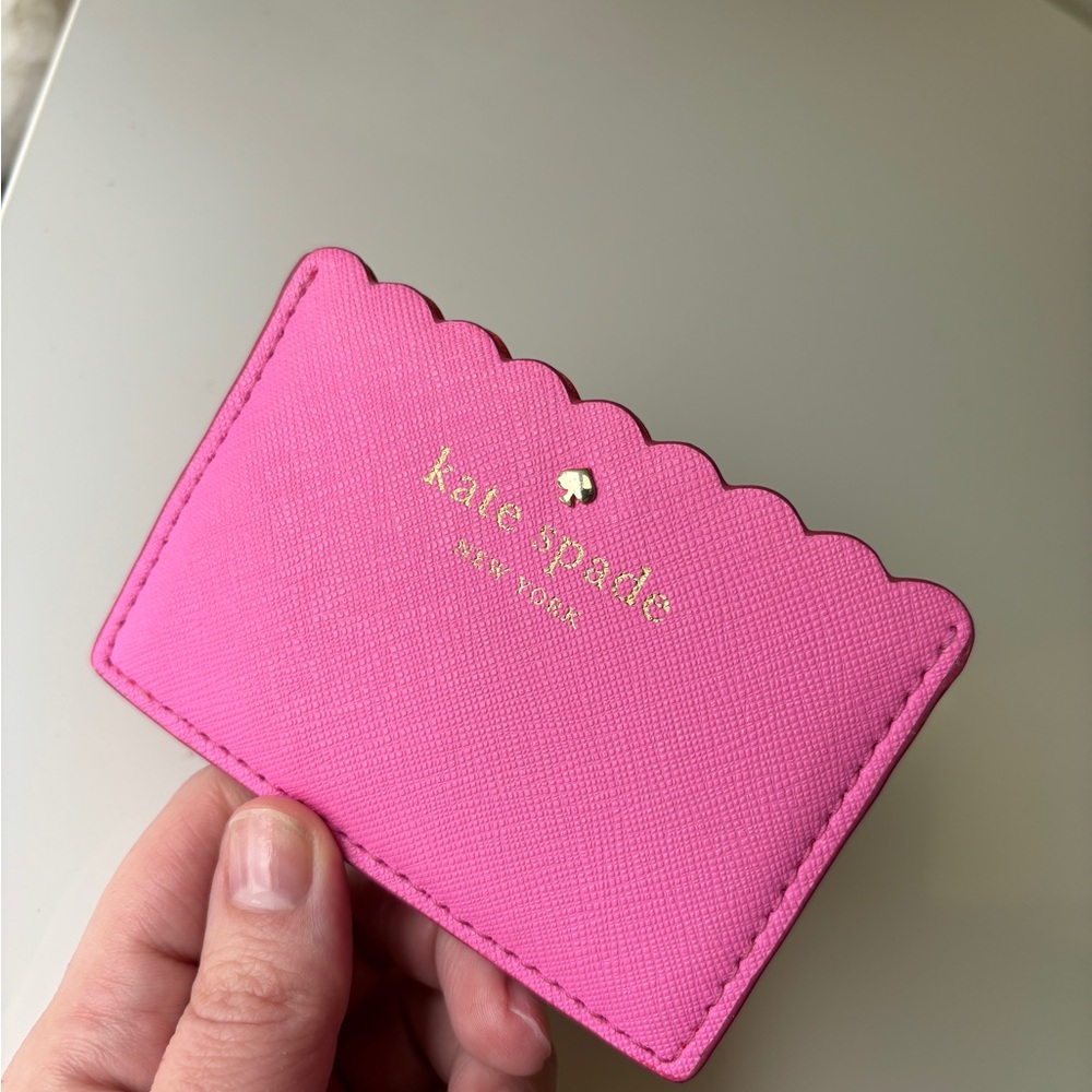 Kate Spade Pink and Red Scalloped Card Case